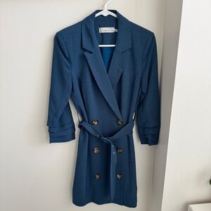 Blue double breasted wrap dress (XS)